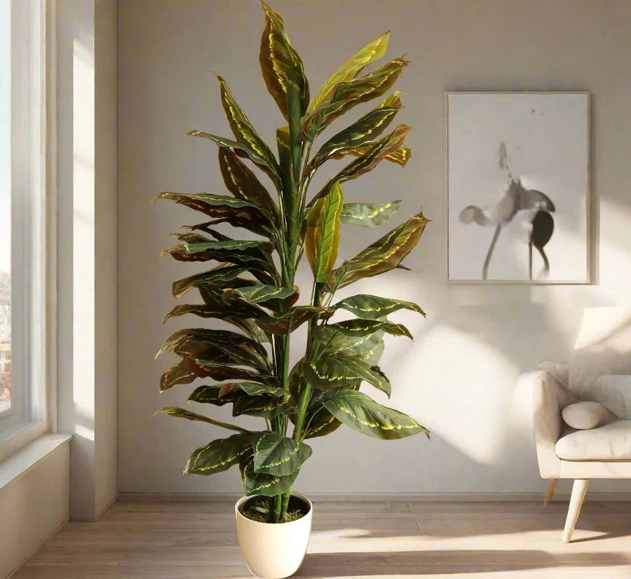 Artificial Calathea Peacock Plant "Zebra Plant" 130cm - Greensouq - 