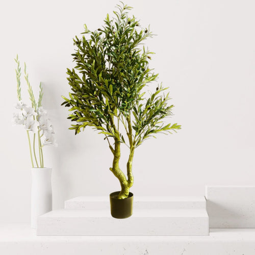Artificial Olive Tree – 1.5 Meter Height | Realistic Fiber Plastic Trunk - Greensouq - 