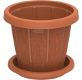 Cosmoplast Cedargrain Flower Pot W/Tray - Greensouq - 