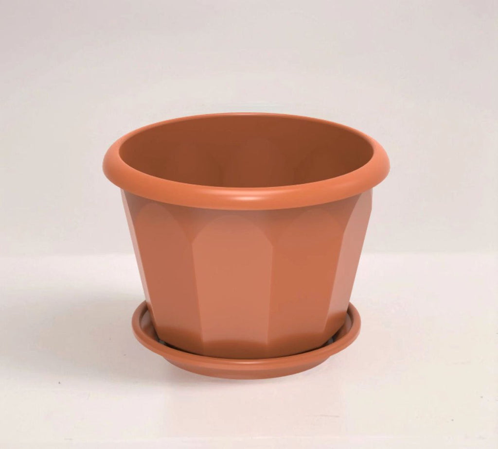 Cosmoplast Hexagonal Flower Pot W/Tray - Greensouq - 