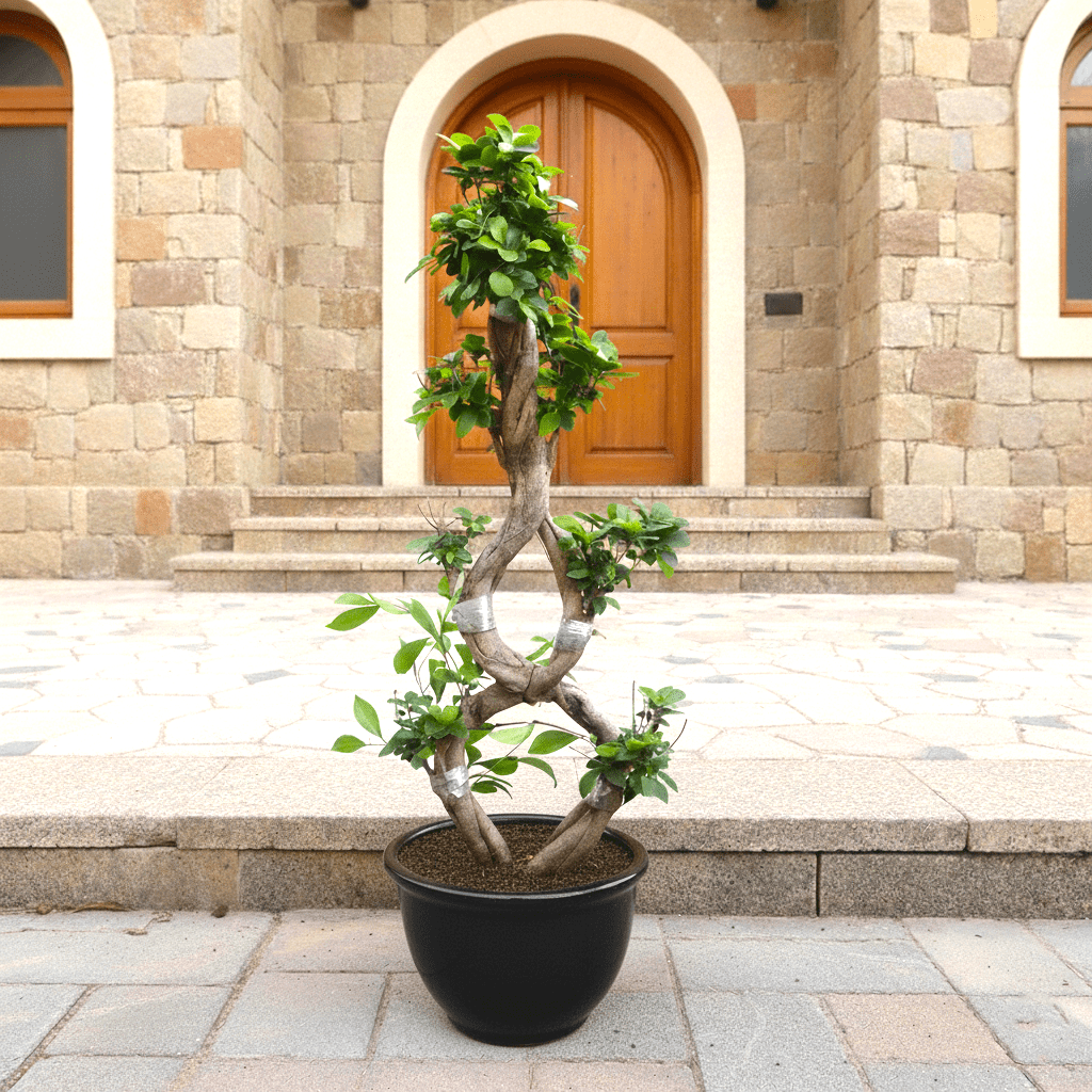 Ficus "8" Bonsai Tree | Unique Twisted Trunk Design | Indoor House Plant 60 - 80cm - Greensouq - 