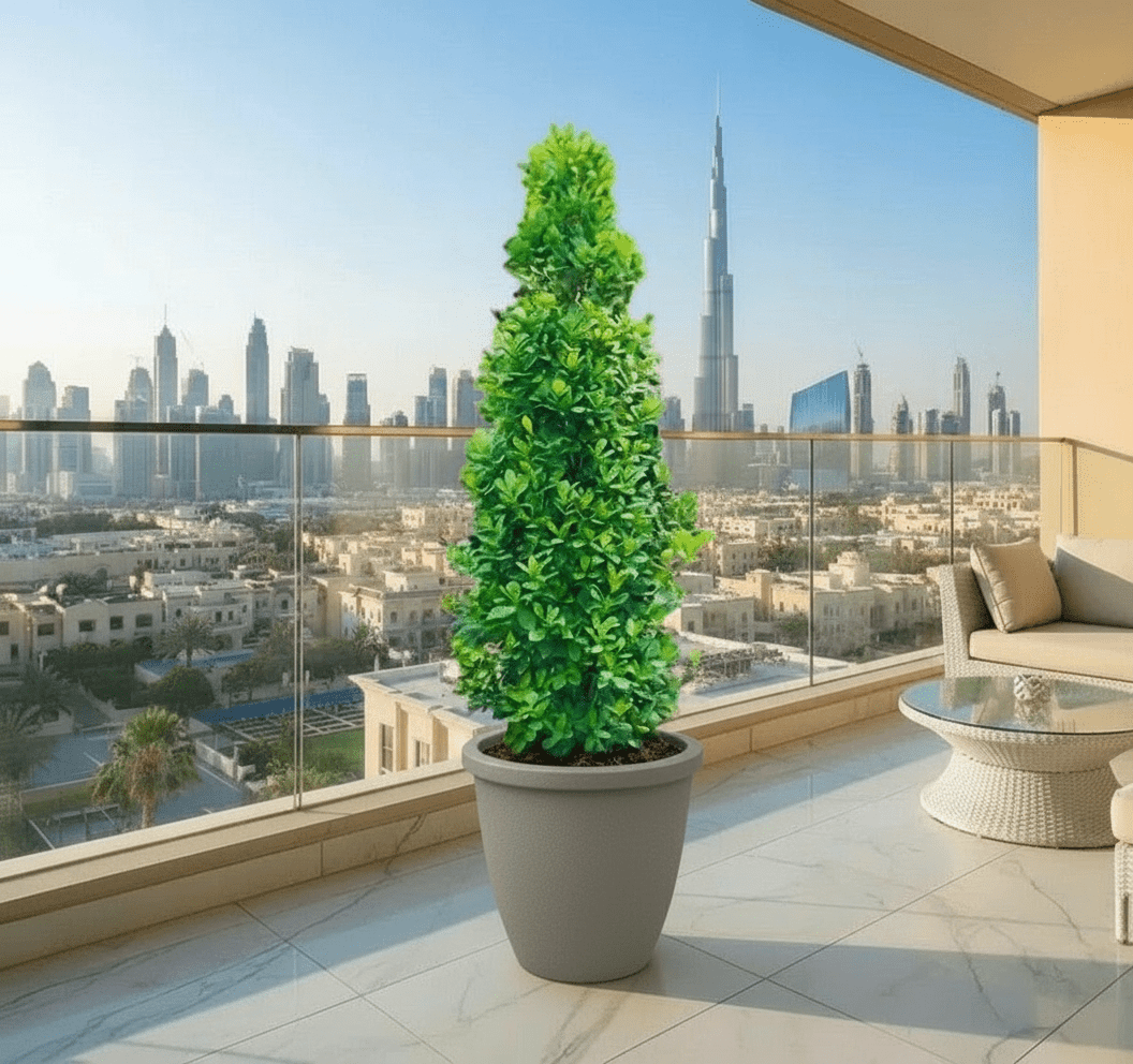 Ficus diversifolia / Ficus Cone Shape in Rolled Rim Pot - Greensouq - 