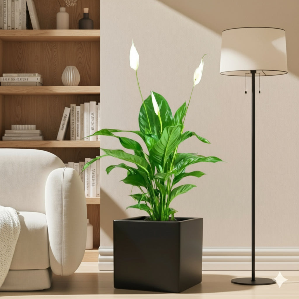 Peace Lily or Spathiphyllum or "زنبق السلام" in Grp Square Pot 40x40 - Greensouq - 