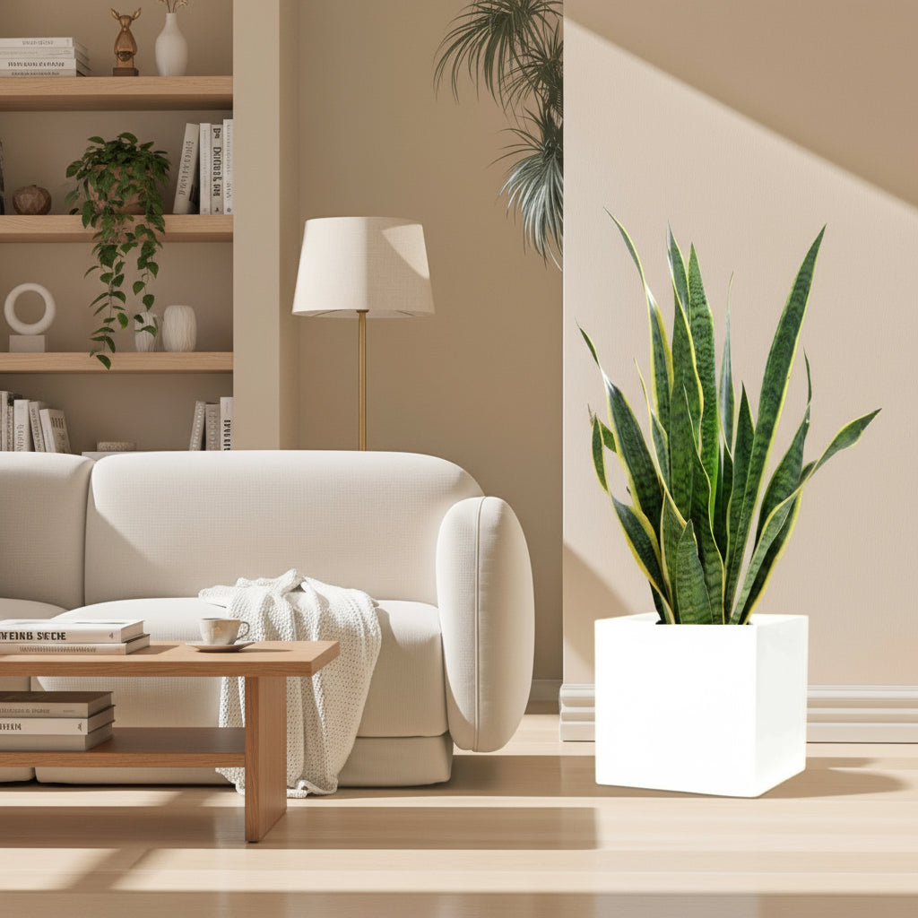 Sansevieria Trifasciata "Snake Plant" in Grp Square Pot 40x40 - Greensouq - 