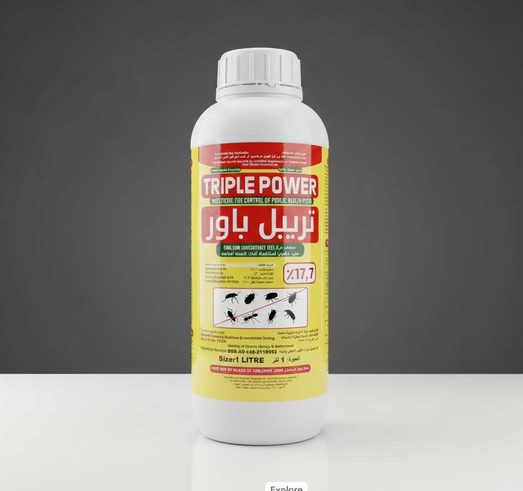 TRIPLE POWER Insecticide | Cypermethrin, Tetramethrim &amp; Piperonyl Butoxide 17.7% 1Ltr - Greensouq -